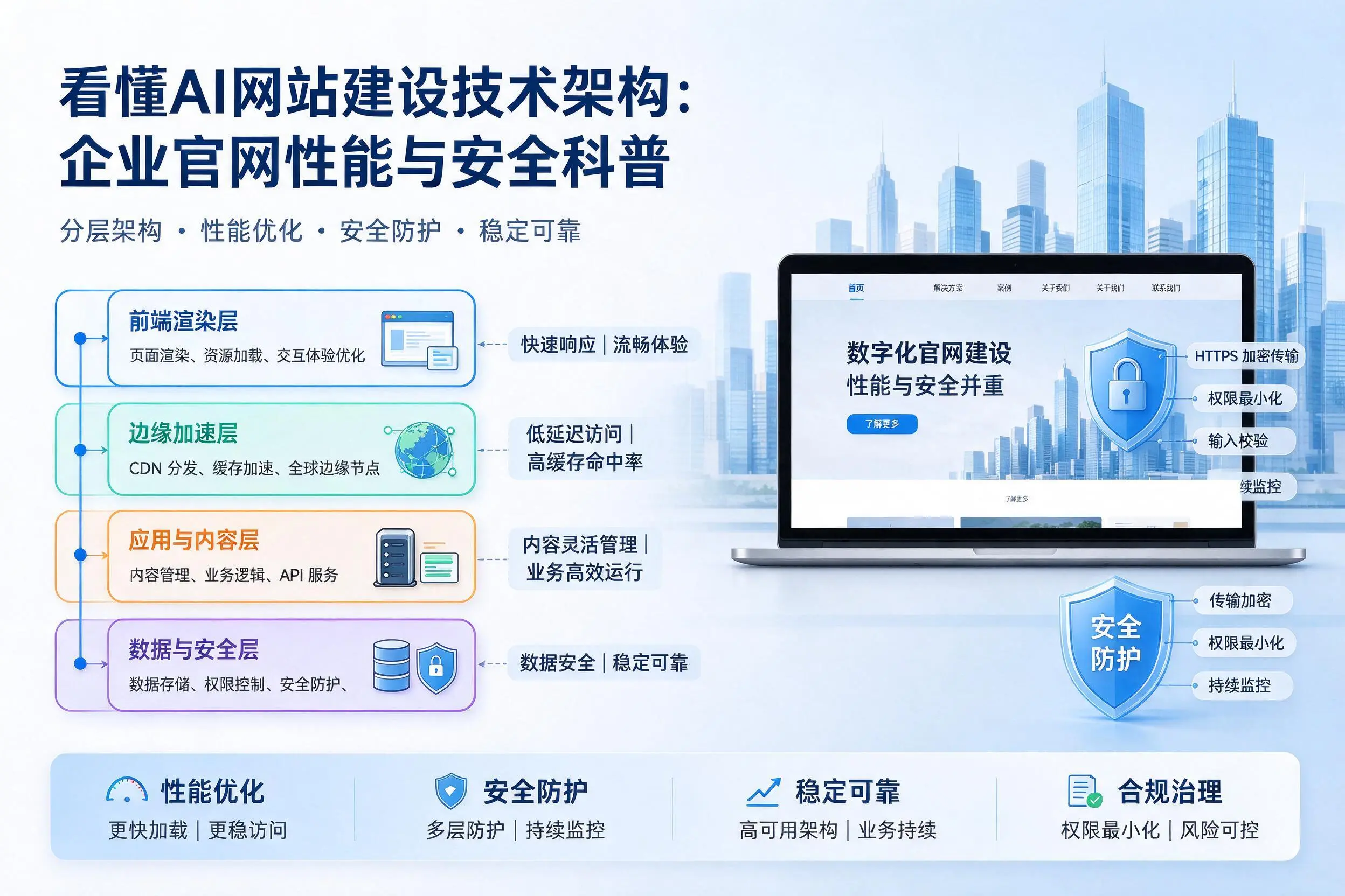 看懂AI网站建设技术架构：玉溪企业官网性能与安全科普