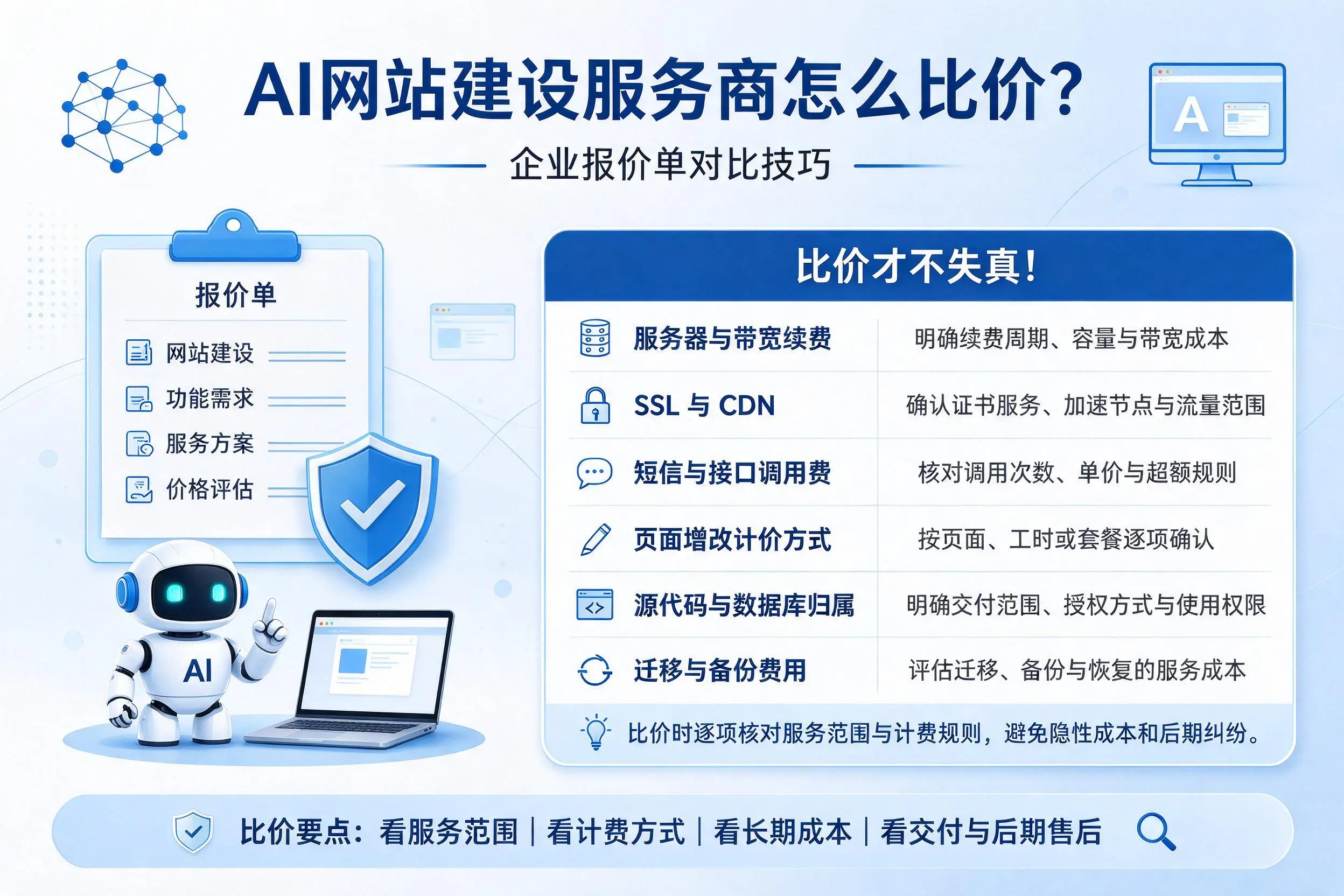 AI网站建设服务商怎么比价?玉溪企业报价单对比技巧