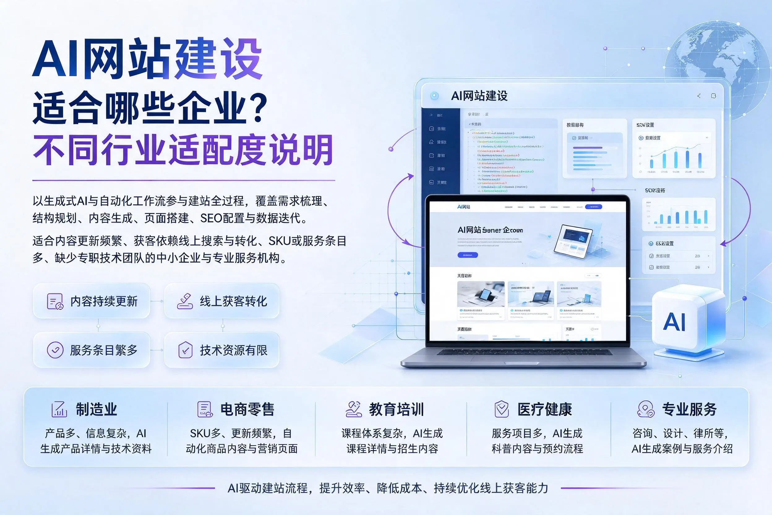 AI网站建设适合哪些企业?玉溪不同行业适配度说明